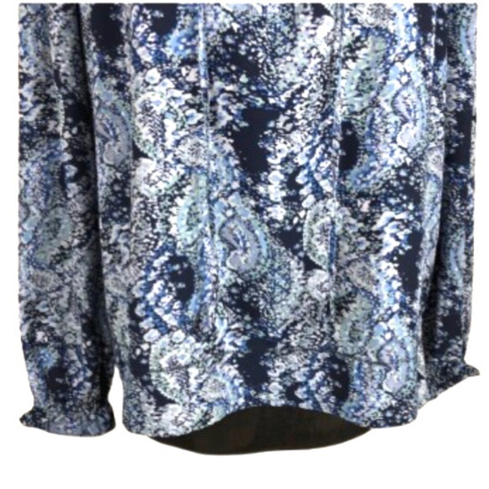 Joie Blouse Peasant Style Blue Parisian Paisley 1/4 Button Size Medium - Picture 6 of 15
